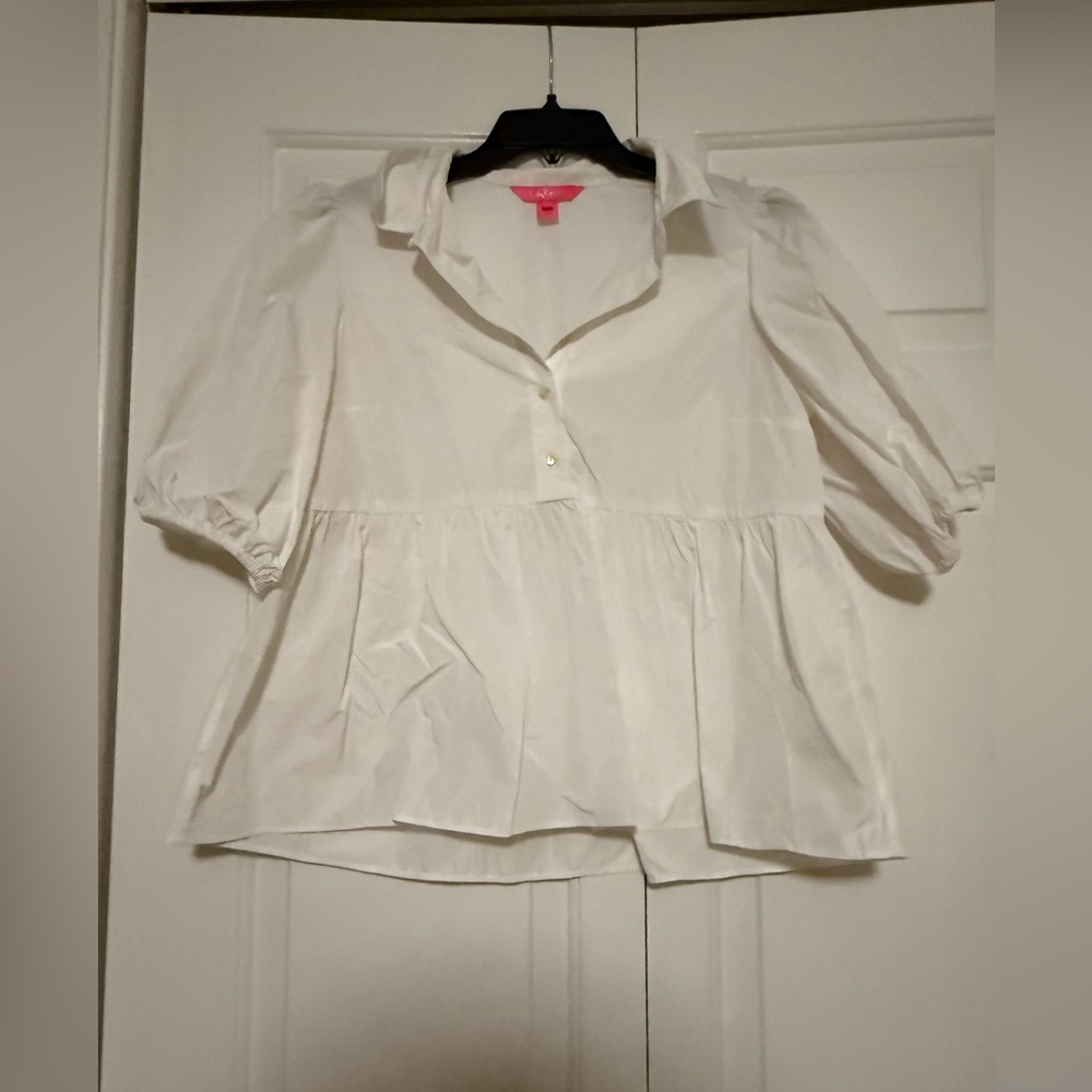 Lilly Pulitzer White Peplum Blouse